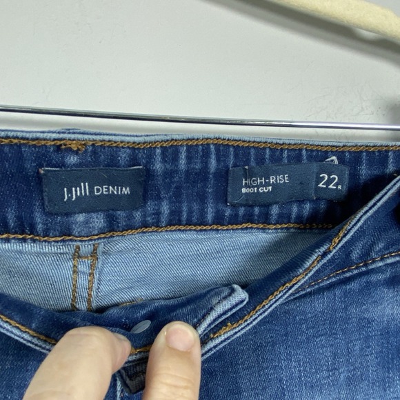 J. Jill Denim High Rise Bootcut Raw Hem Medium Wash Jeans Women's Plus Sz 22 - Picture 5 of 7